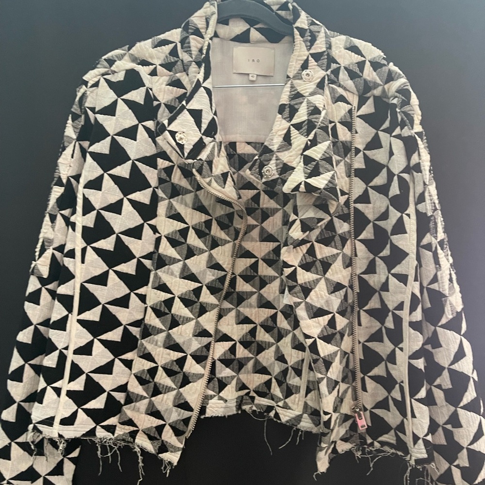 Iro Jacket Black and White Otavia Qulited